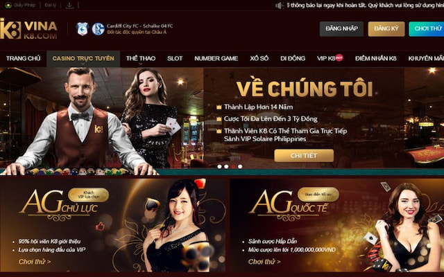K8 là một nhà cái casino online nổi tiếng tại Việt Nam